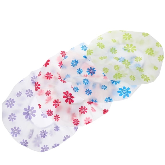 IBASETOY 4Pcs Womens Waterproof Shower Caps Reusable Hair Caps for Bathing Cooking and Hair Dye