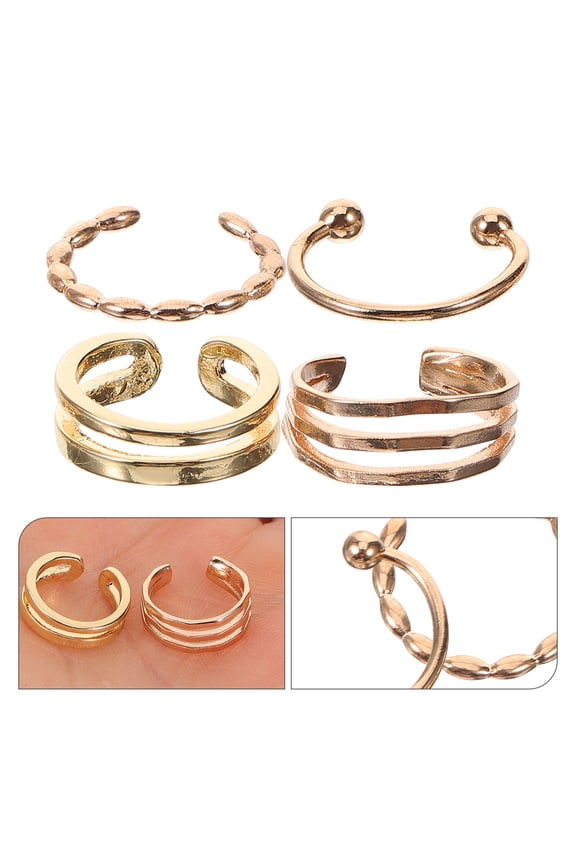 4Pcs Ear Clips Jewelry Cshape Ear Cuffs Copper for Women on Birthday Party Events