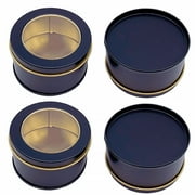 IBASETOY 4Pcs Empty Cookie Tin Black Metal Tins with Lids for Tea Dryness Preservation