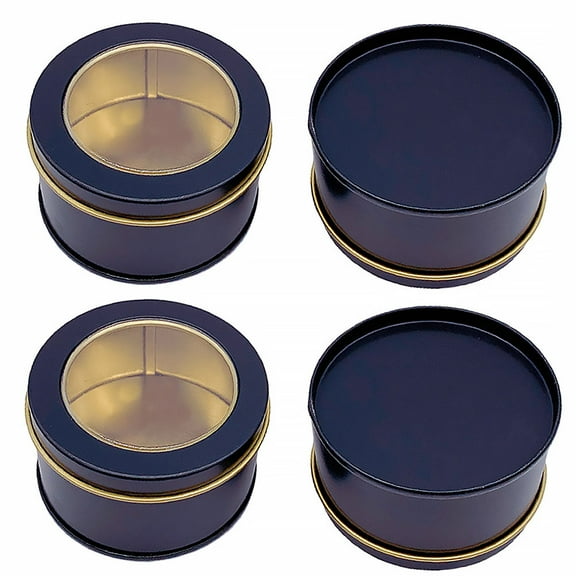 IBASETOY 4Pcs Empty Cookie Tin Black Metal Tins with Lids for Tea Dryness Preservation