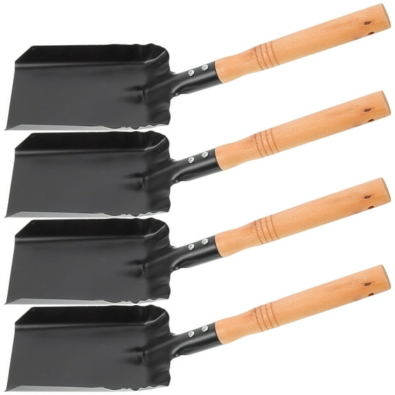 IBASETOY Black and Beech Fireplace Ash Shovel for Cleaning 4Pcs