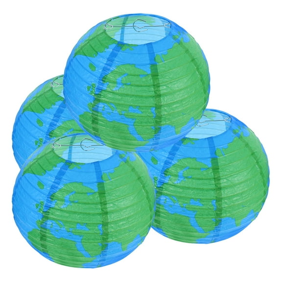 IBASETOY 4Pcs Earth Globe Paper Lanterns Multi Color Hanging Round Lanterns for Travel Theme and Earth Day Decor