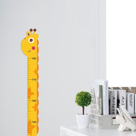 IBASETOY 4Pcs Removable Wall Decor Measurement PVC Yellow Height Growth Chart for Nursery Room