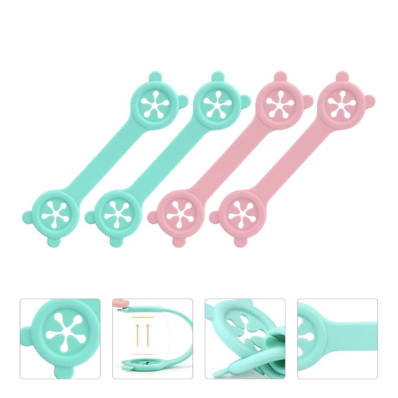 IBASETOY 4Set Infant Bib Clips Silicone Pink Fixing Bib for Mealtime Daily Use
