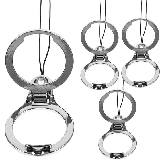 IBASETOY 4Pcs Plated Silver Mobile Phone Ring Holder and Anti Lost Phone Rope with Practical Lightweight Features