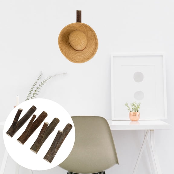 IBASETOY 4Pcs Natural Wooden Hooks Brown Wall Mounted Coat Rack for Home Entryway Rustic Wood Hangers