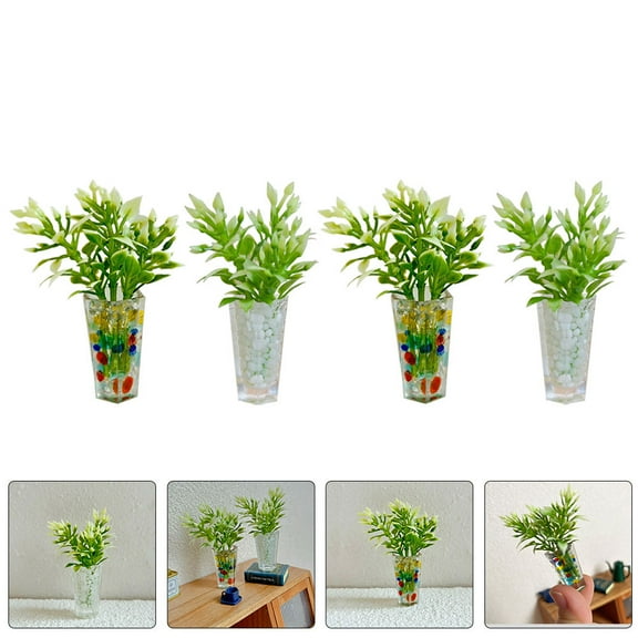 IBASETOY 4pcs Artificial Simulation Succulent Resin Miniature Bonsai Plant for Decoration