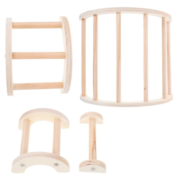 IBASETOY 4pcs Bird Training Toy Chicken Training Arch Bridge Natural Wood Beige Bird Cage Supplies