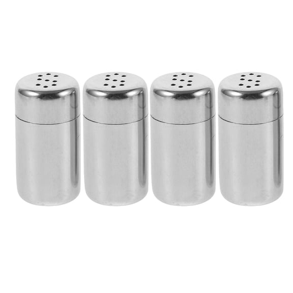 IBASETOY 4Pcs Metal Condiment Shakers for Home Use Stainless Steel Portable Seasoning Containers
