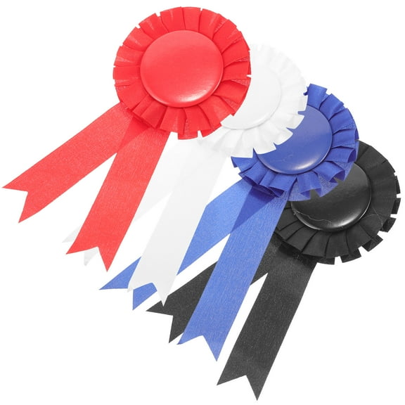 IBASETOY 4pcs White Badge Satin Fabric Award Ribbons for Housewarming