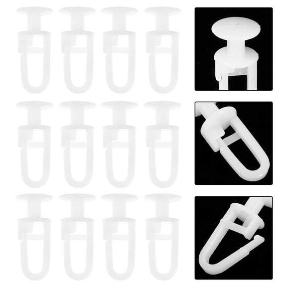 IBASETOY 50Pcs White Plastic Curtain Track Glider Hooks Smooth Quiet Sliding Drapery Hardware