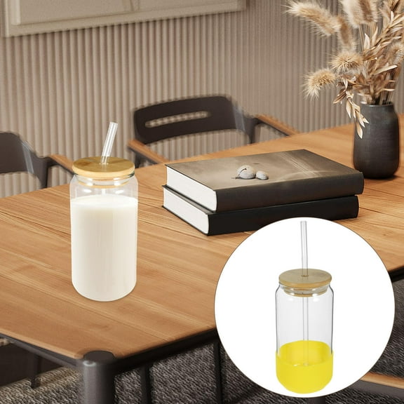 IBASETOY 500ml Water Cup Small Juice Glass Beverage Drinking Cup with Straw for Cold Drinks