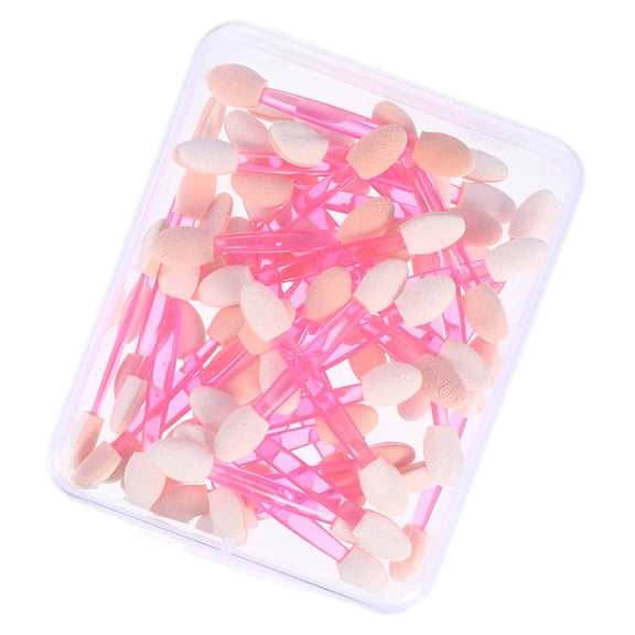 IBASETOY Eyeshadow Brushes Dual-Ended Eye Makeup Applicators Pink Plastic for Travel and Parties 50Pcs