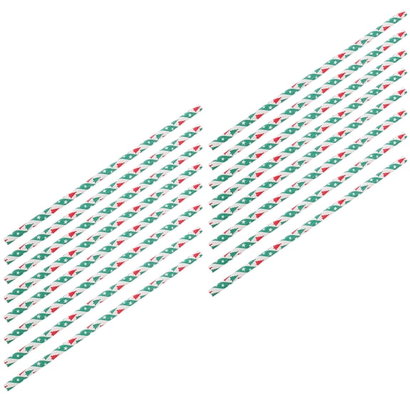 IBASETOY 50Pcs Green Dots Paper Straws for Christmas Party Supplies Disposable Festival Drinking Straws