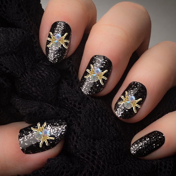 IBASETOY 56 Set Golden Spider Shape Nail Art Charms for Balls Manicure Decoration Nail Pendant
