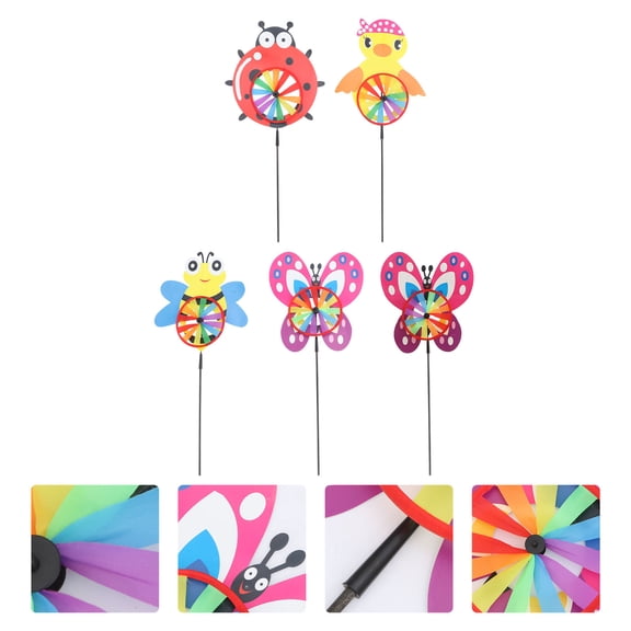 IBASETOY 5PCS Multicolored Windmills Assorted Color PVC Festive Atmosphere Creation for Festival and Holiday