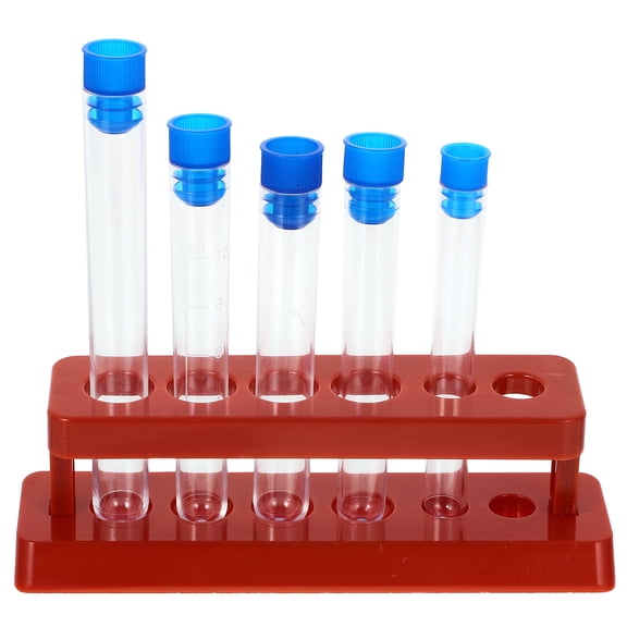 IBASETOY Clear Test Tubes 5Pcs Plastic with Stand for Lab Use Not Easy to Break