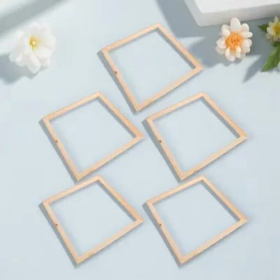 IBASETOY Home Decoration with Wooden Photo Frames 5Pcs 11.8x11.8in Beige