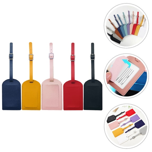 IBASETOY Travel Essentials Suitcase Tags Assorted Color Pu 5Pcs