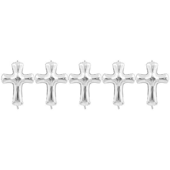 IBASETOY 5Pcs Silver Balloon Decoration for Party Aluminum Foil Baptism Theme