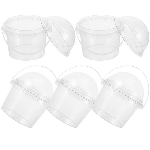 IBASETOY Transparent Food Storage Bucket with Lid for Parties and Takeaways 5Pcs