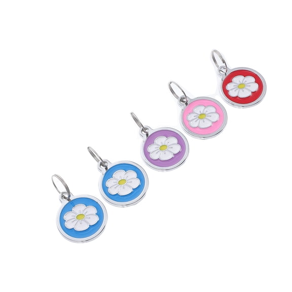 IBASETOY 5Pcs Polished Stainless Steel Pet Name Tags Unique Design for Dog and Cat