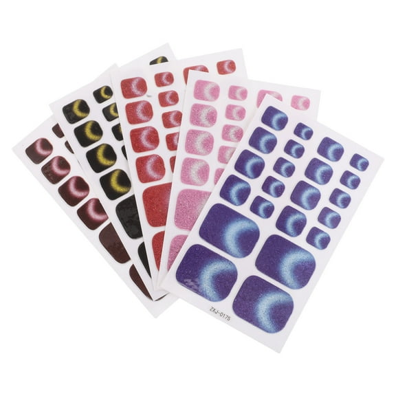 IBASETOY 5pcs Press On False Toe Nails Multi Toenail Stickers for Women Outdoor Activities Foot Nail Art Accessories