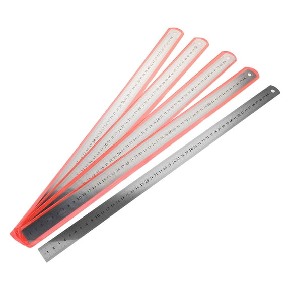 IBASETOY 5Pcs Stainless Steel Straight Edge Rulers with Metric and Imperial Scales for Durable Use