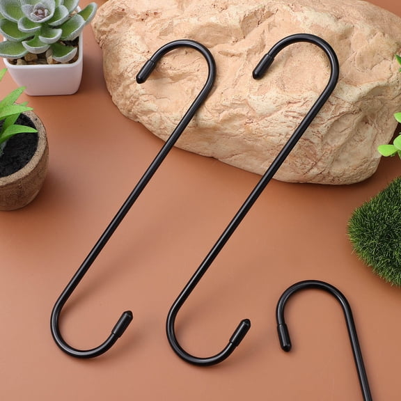 IBASETOY 6Pcs Black Steel S Hooks for Hanging Heavy Duty Items Brake Caliper Hanger with Rubber Tips
