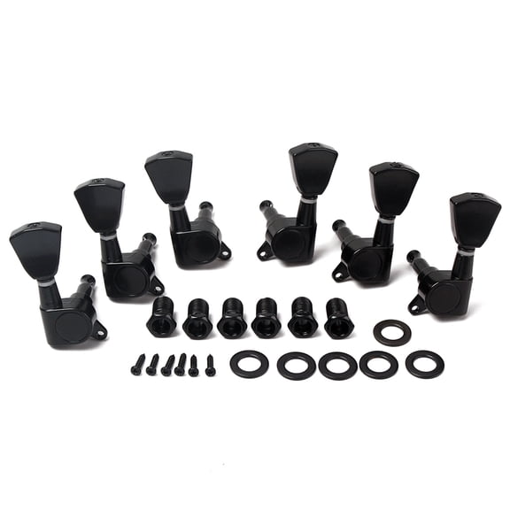 IBASETOY 6Pcs Guitar Tunning Machines Black Lightweight Ergonomic Guitar Tuning Pegs