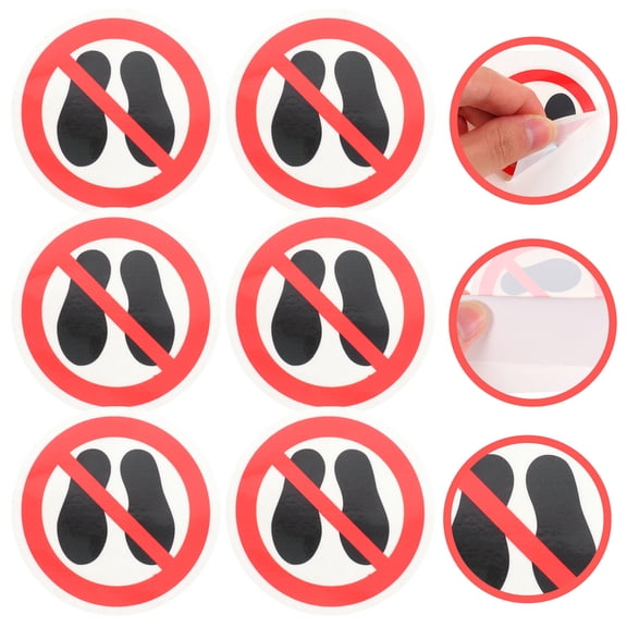 IBASETOY 6PCS Safety No Step Sign Stickers Round Caution Label Multi for Schools