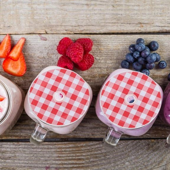 IBASETOY 6Pack Mason Jar Drinking Lids For Round Shape Ideal For General Users In Watermelon Red