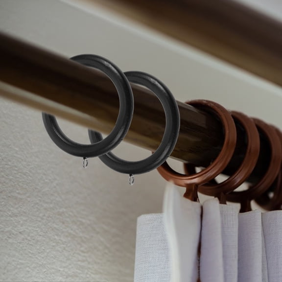 IBASETOY 6Pcs Black Wooden Curtain Rod Rings Easy to Install Versatile for Drapery and Roman Rods