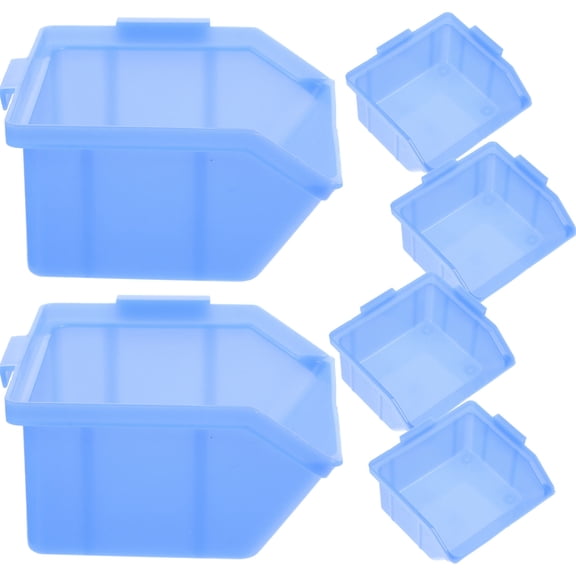 IBASETOY Plastic Bins Stackable Storage Blue 6pcs