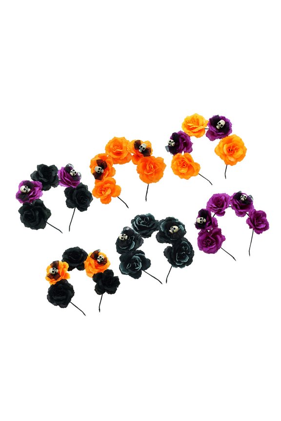 6Set Accessories Women Flower Skull Headband Assorted Color 8.3x7.9x2in