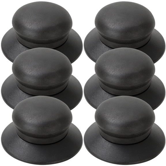 IBASETOY 6Pcs Universal Black Pot Lid Knobs Replacement Compact Wear Resistant Plastic Handles for Kitchen Cookware