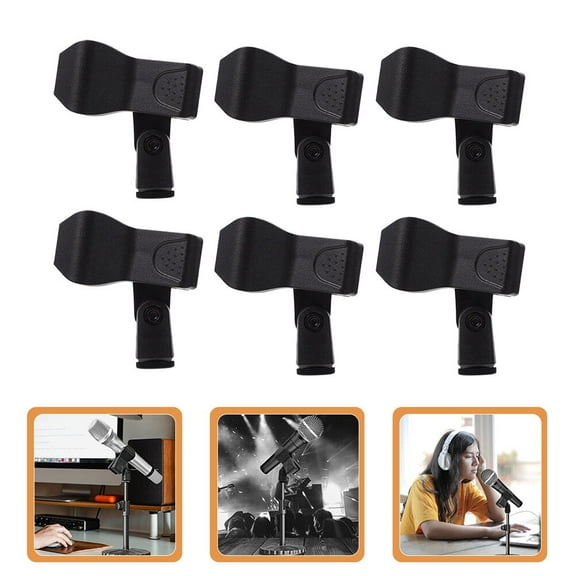 IBASETOY 6pcs Adjustable Mic Clip Plastic Black for Recording Musicians
