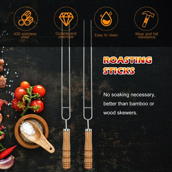 IBASETOY 6pcs Barbecue Poles Stainless Steel Roasting Sticks for Outdoor BBQ and Kitchen Usage