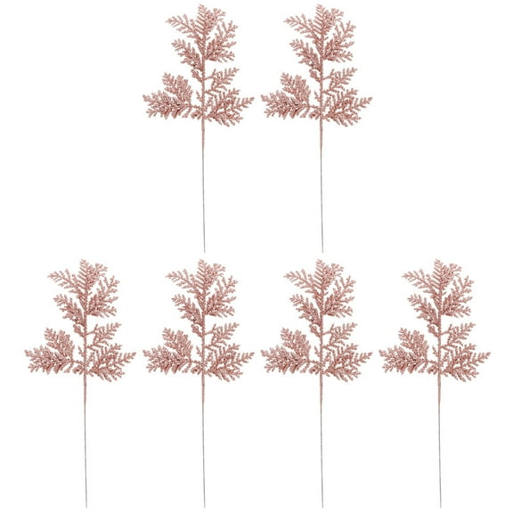 IBASETOY 6pcs Decorative Artificial Plants Artificial Pine Branches Rose Gold Reusability Home Decoration