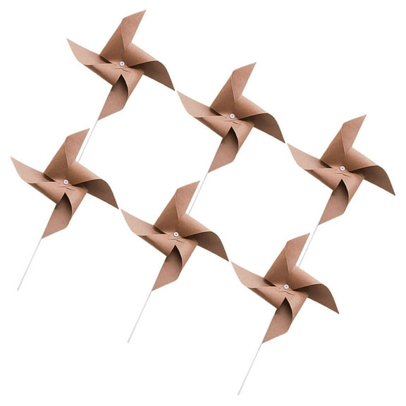IBASETOY 6pcs Handheld Windmill Decorations Vintage Paper Pinwheels for Birthday Party Wedding Photo Props Garden Toy