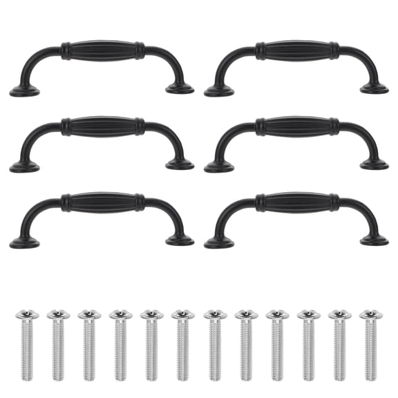IBASETOY 6Pcs Black Aluminum Alloy Cabinet Pulls Handles for Drawers Wardrobes and Doors
