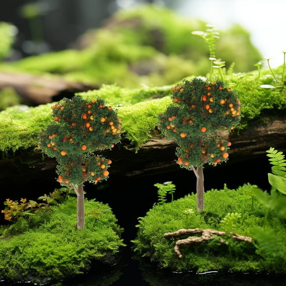 IBASETOY 6pcs Yellow Mini Plastic Artificial Tree Decor for Diorama and Home Display Realistic Design