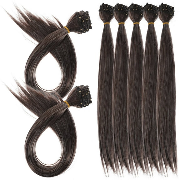 IBASETOY 7pcs Brown Hair Extensions for Women Increase Volume Straight Hair