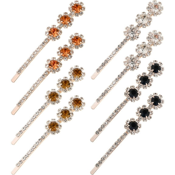 IBASETOY 8Pcs Bangs Clips for Hair Styling with Rhinestones Assorted Color for Daily Dress-Up