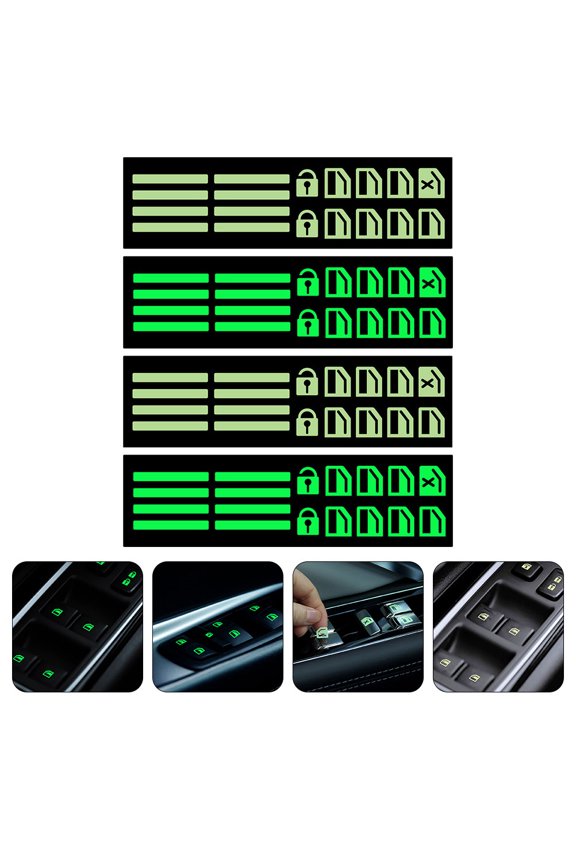 Green Fluorescent Adhesive Luminous Car Stickers for Night Safety Easy Installation 8pcs
