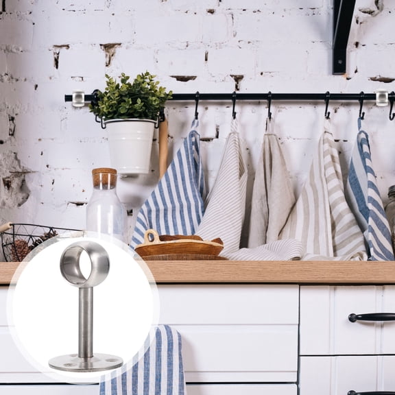 IBASETOY 8Pcs Heavy Duty Stainless Steel Ceiling Mount Brackets for Wardrobe Pole Support Plated Silver