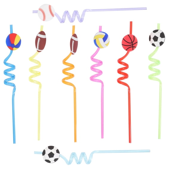IBASETOY 8Pcs Decorative Sports Ball Elements Straws Portable Gathering Straws Gathering Supply