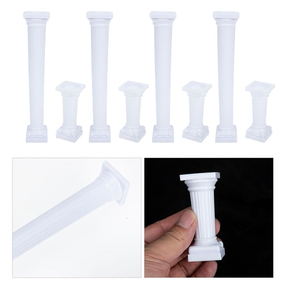 IBASETOY Dessert Topper, Roman Column Cupcake Stand, White Plastic, Elegant Finish for Any Occasion 8Pcs