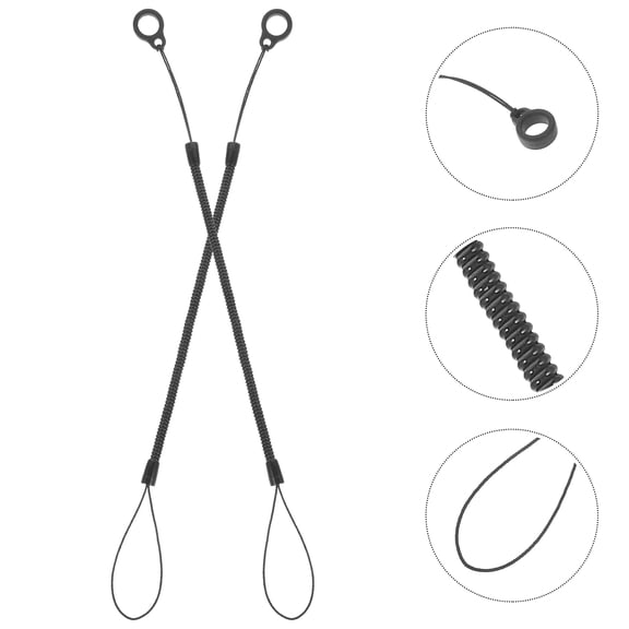 IBASETOY Stylus Pen Lanyard Black Spring Rope for Secure Pen Tethering 8Pcs