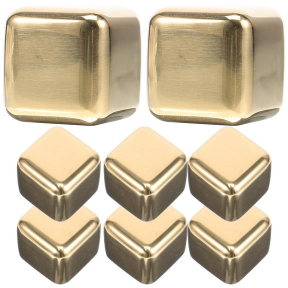 IBASETOY 8pcs Stainless Steel Whiskey Stones Reusable Metal Ice Cubes Golden Whiskey Ice Cube Set For Bar Cocktails